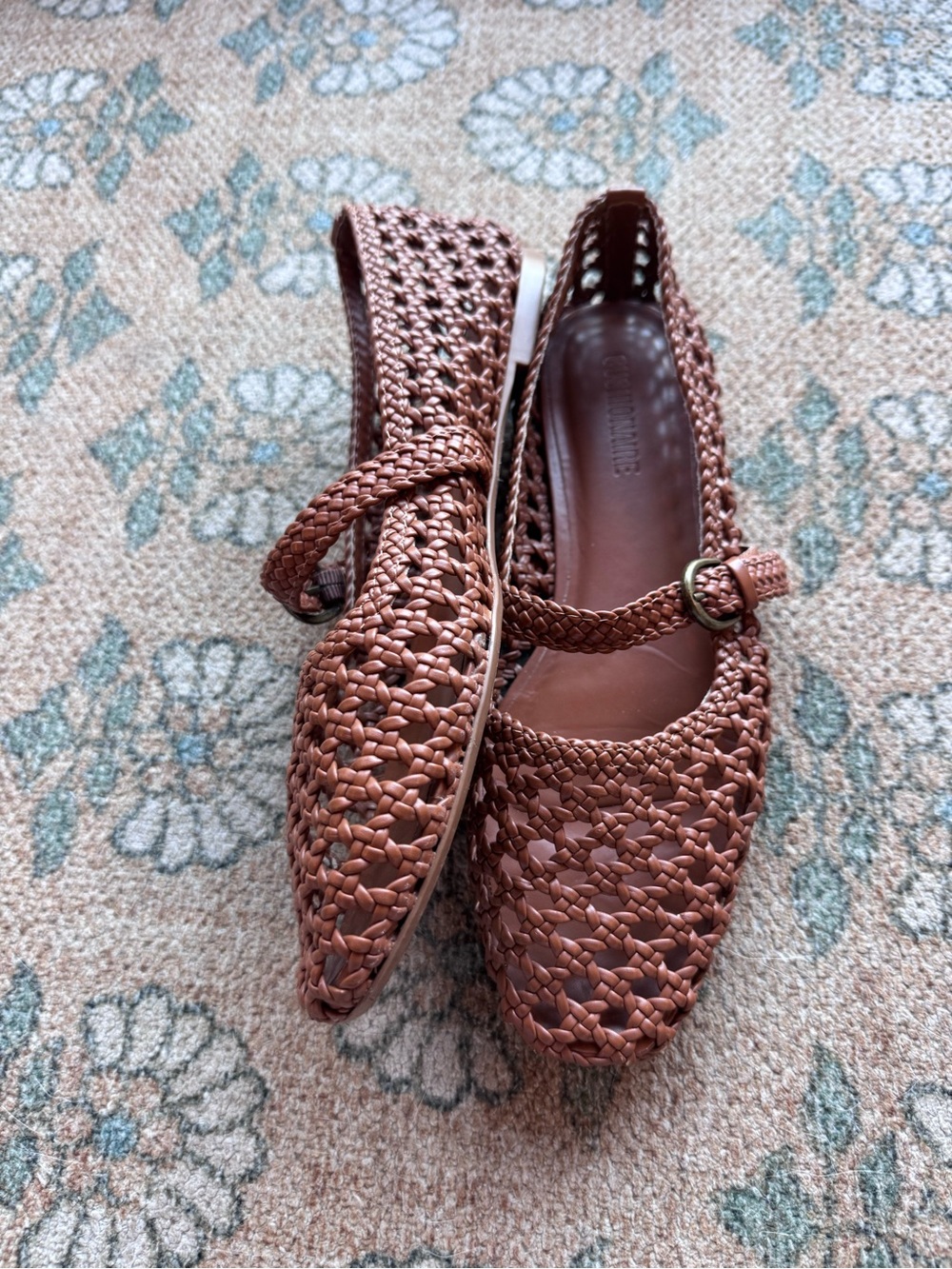 Cushionaire Braided woven Mary Jane Flats in Brown with Adjustable Strap size 8